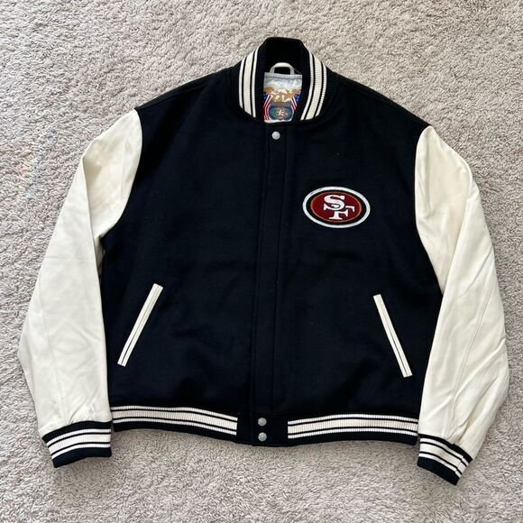 COPY - Jeff Hamilton SanFrancisco 49ers Limited Edition Wool & Leather Jacket - Picture 1 of 11